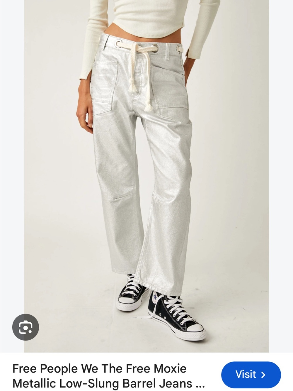 Free People Moxie barrel jeans in silver - Picture 3 of 8